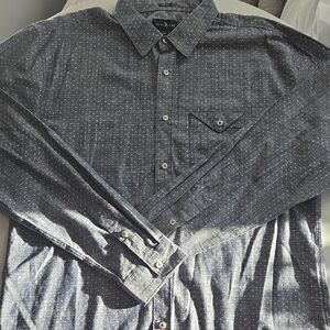Marc Ecko Dark Gray Button Down Shirt with Dot Design